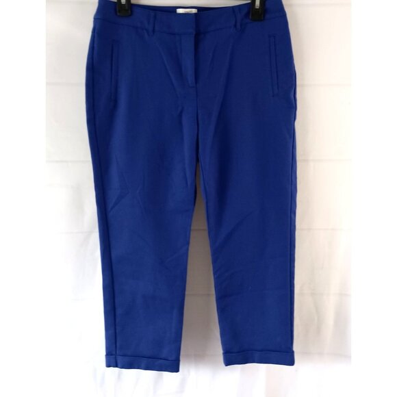 Chico’s So Slimming Pants S/4 Blue Cuffed Ankle Flat Front Stretch Size 0 - Picture 1 of 7